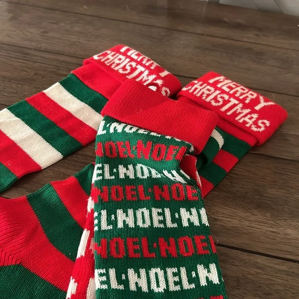 Set of 4 Christmas stocking knit 24'' Noel and Ho ho ho merry Christmas
